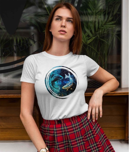 Дамска тениска с илюстрация Зодия Риби - TShirtArtShop.com